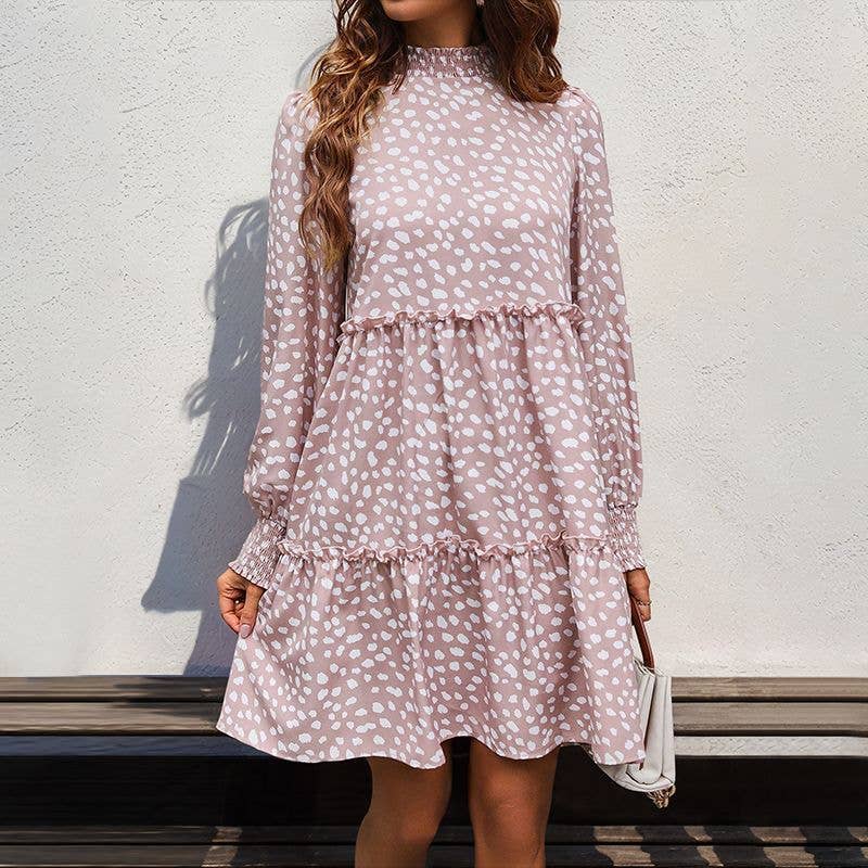 Leopard Print Long-sleeved Dress