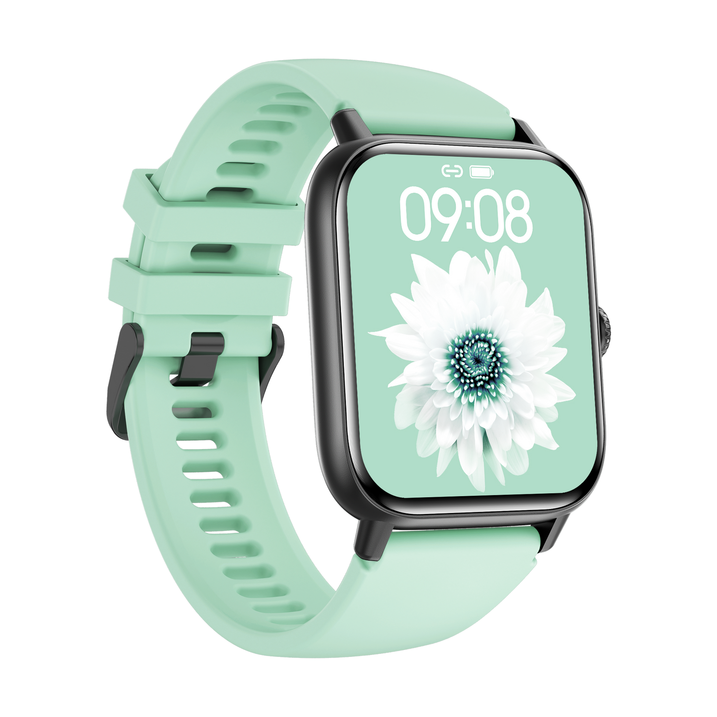 Smart Rectangle Green silicon watch works w/Android & Apple