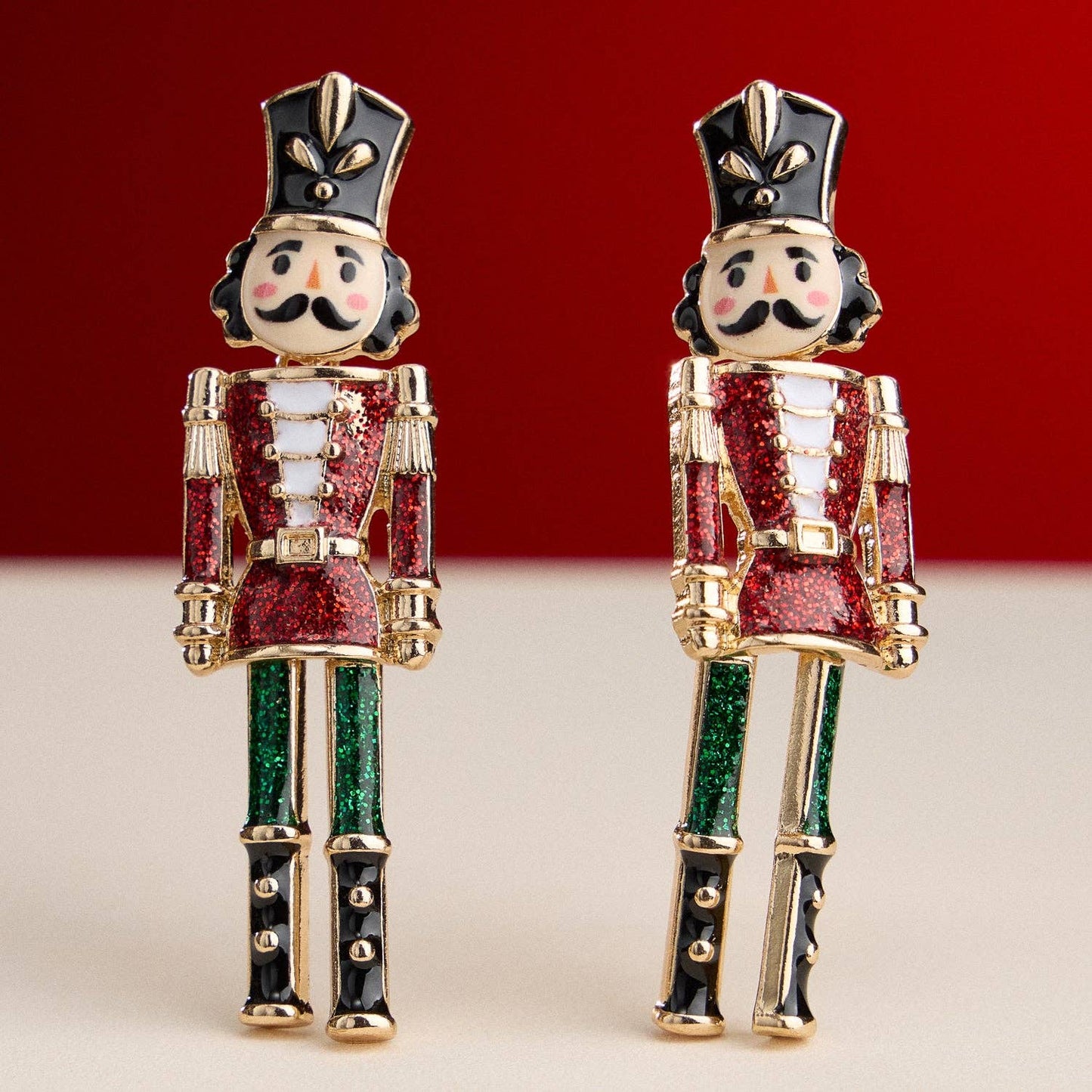 Nutcracker Enamel Earrings with Titanium Posts