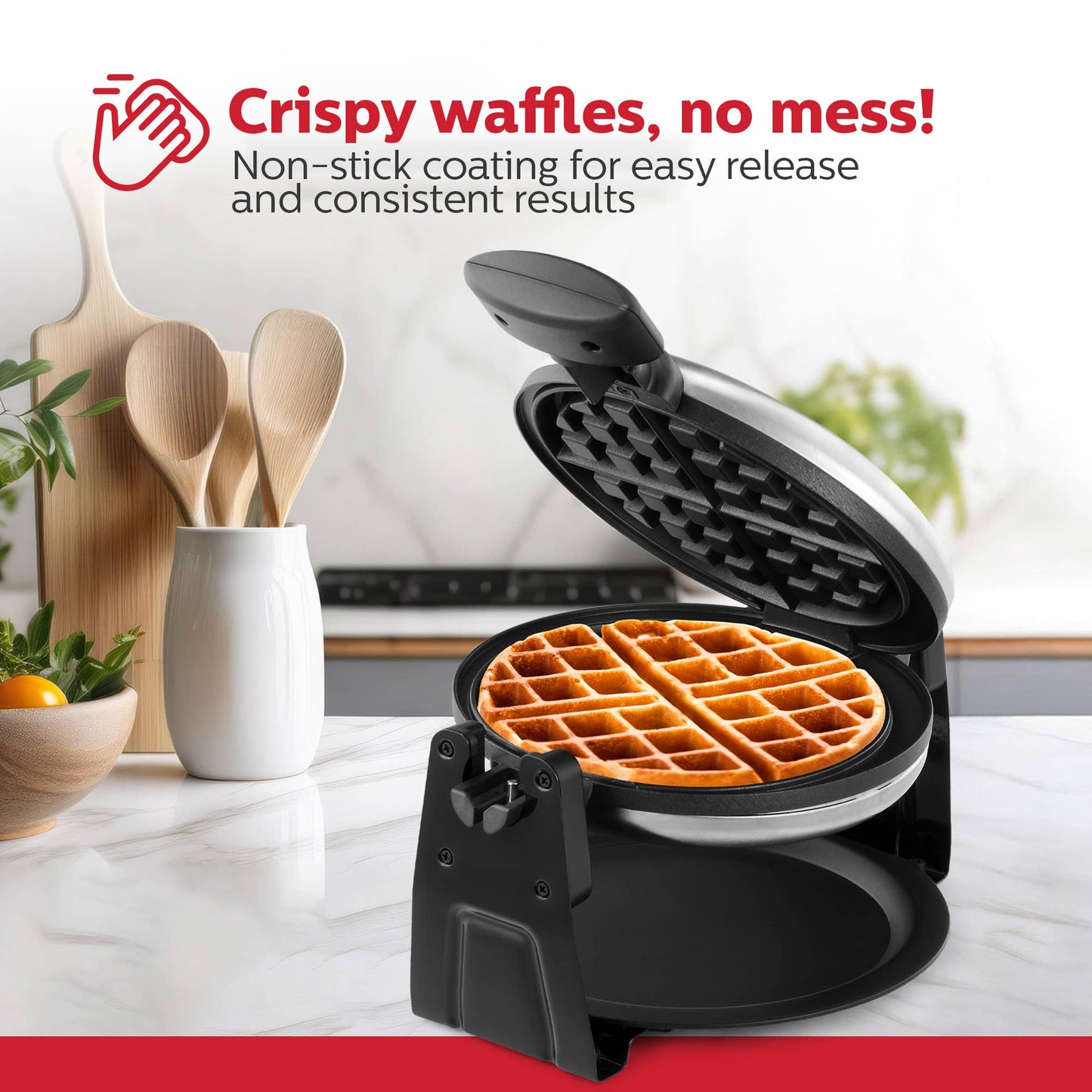 7" Rotary Belgian Waffle Maker Stainless Steel - Individual