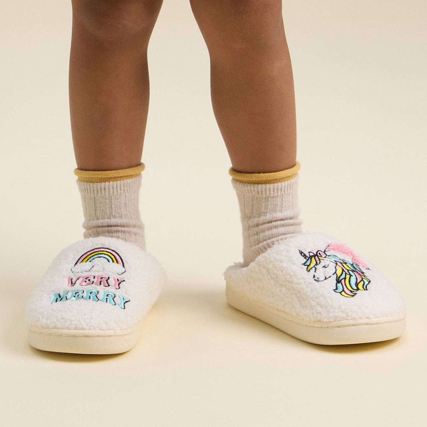Kids’ Very Merry Christmas Unicorn Slippers for Christmas Gift