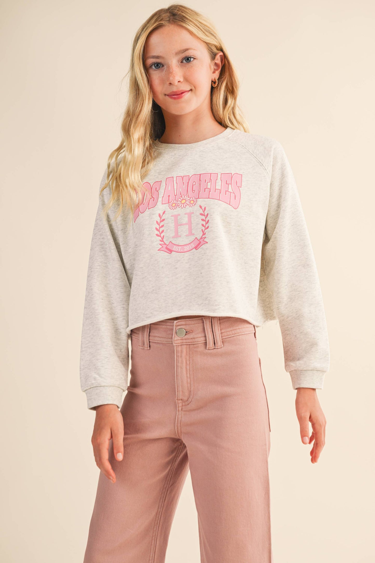 TWEEN KIDS GIRLS CROPPED RAGLAN SWEATSHIRT (7-14)