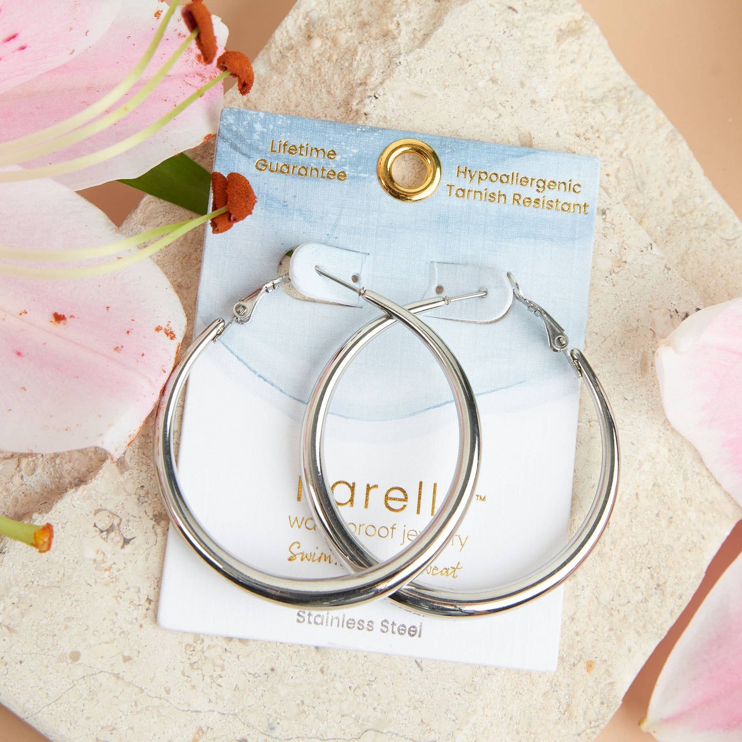 Waterproof Earrings Narelle Chunky Hoops in 18K Gold + Steel
