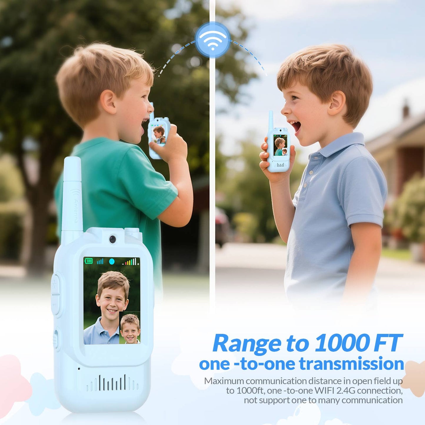Kids Walkie Talkie Set with Long Range, Clear Sound, Flashli