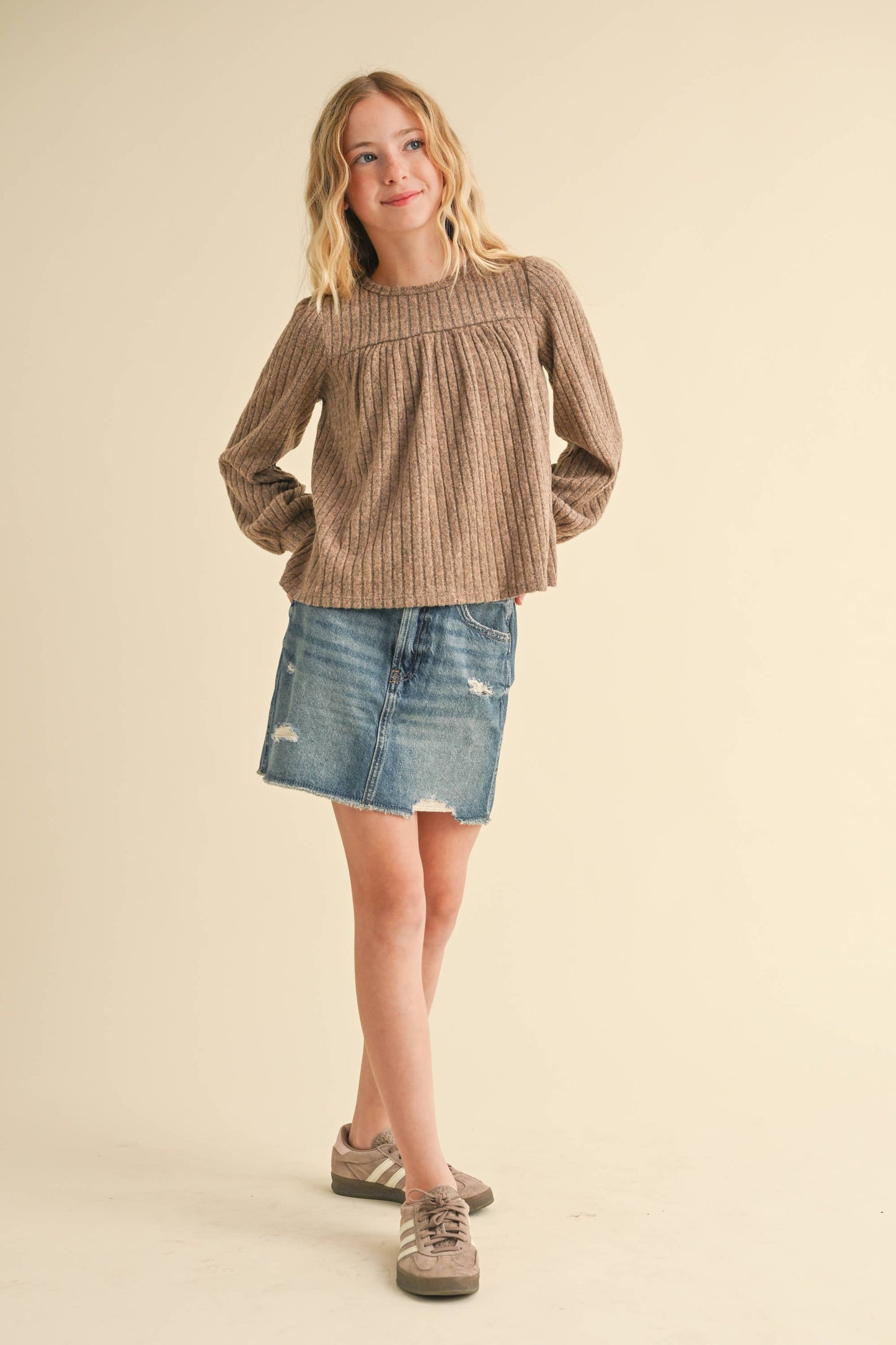 TWEEN GIRLS KIDS CREW NECK L/S BABYDOLL SWEATSHIRT (7-14)
