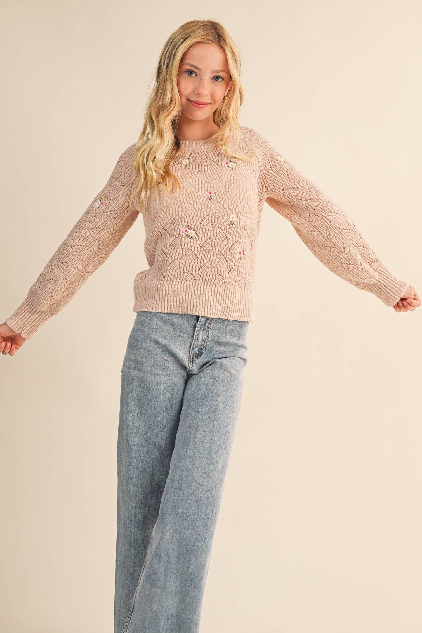 TWEEN KIDS GIRLS RAGLAN SWEATER  (7-14)