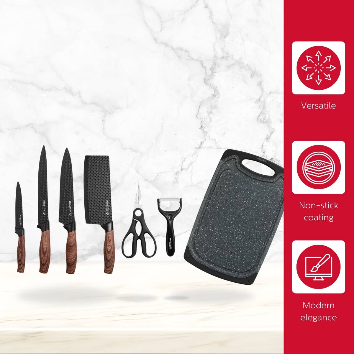7 PIECE CUTTING BOARD & KNIFE SET