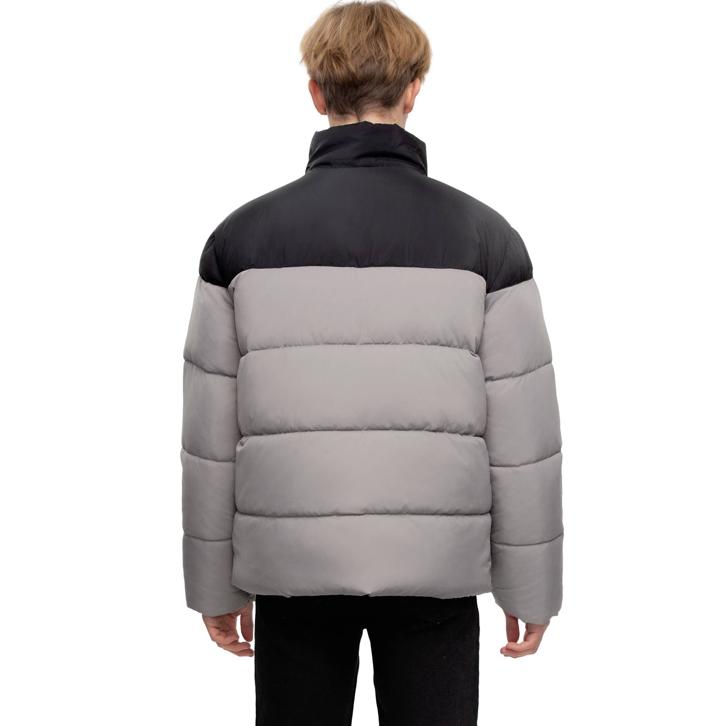 Men's Solid Puffer Coat Stand Up Collar Jacket