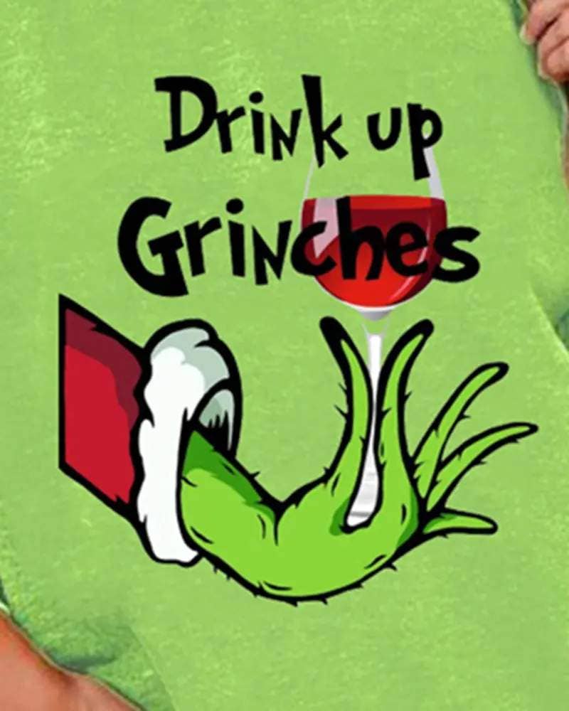 Letter grinch stole print long sleeve sweatshirt