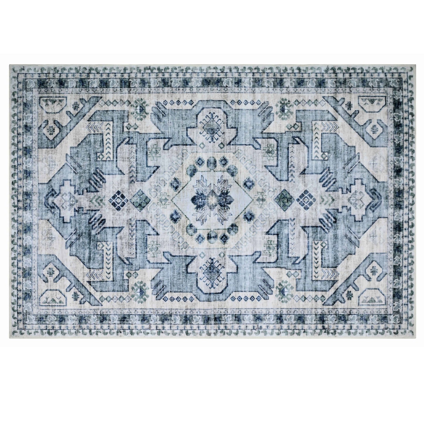 Bibb Home Washable Flannel Printed Accent Rug with Latex Bac