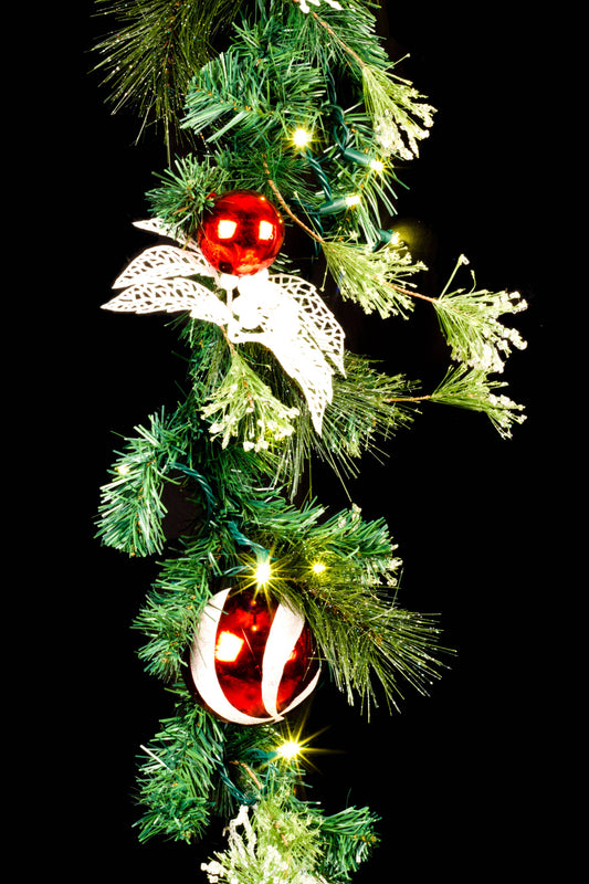 Candy 6' Garland Pre-Lit with Warm White LEDs