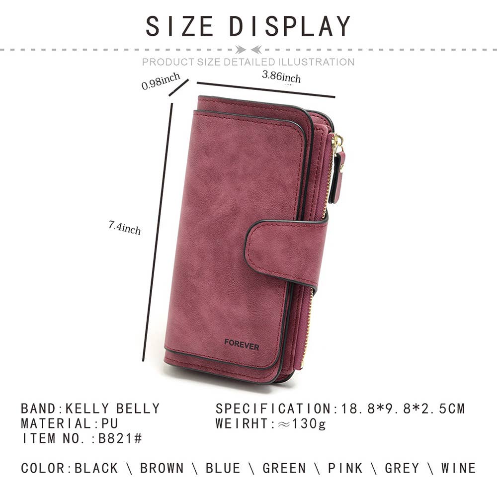 Long women's matte PU multi-purpose women's wallet