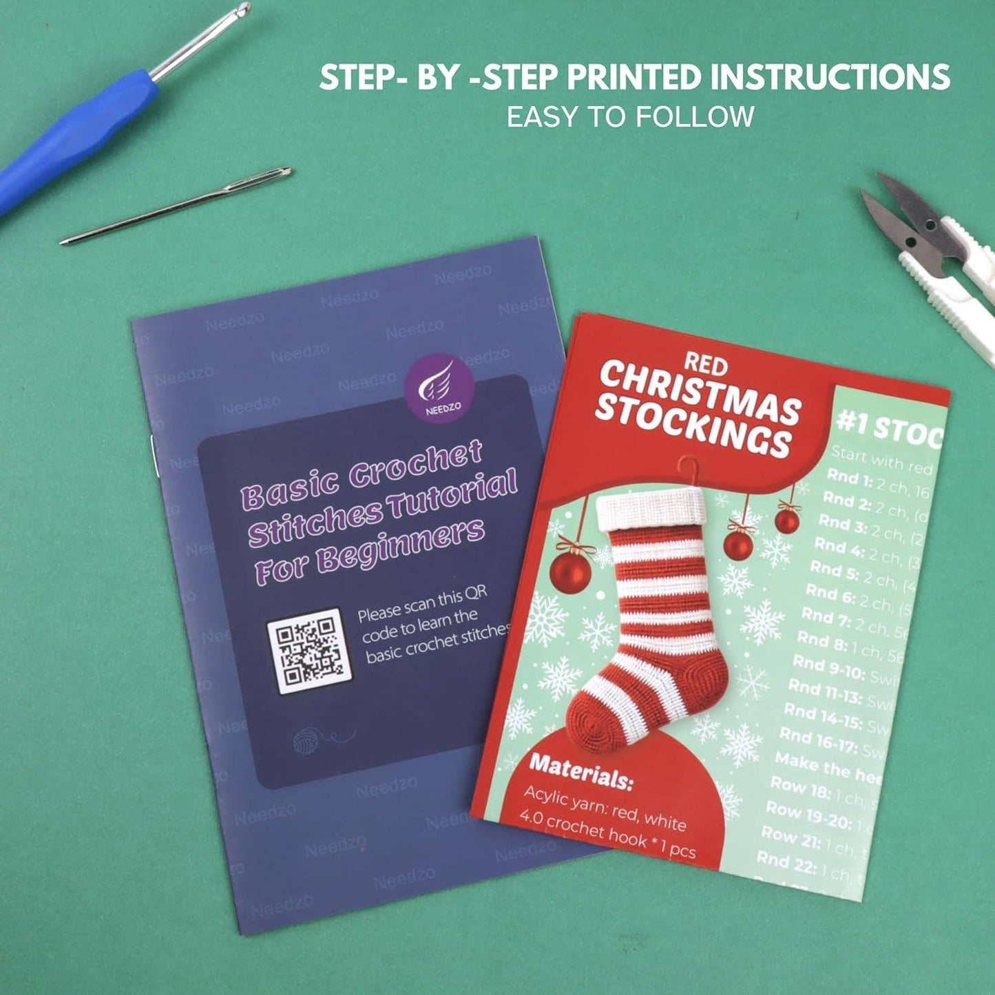 Red Christmas Stocking Crochet Kit, DIY Amigurumi Craft