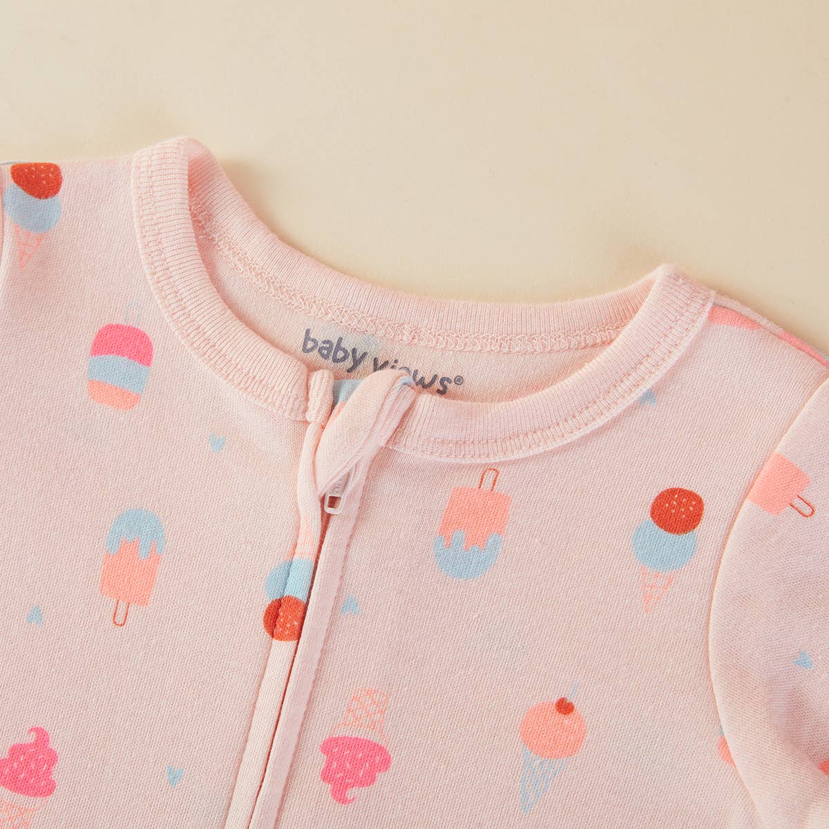 Ice Cream Popsicle Pattern Zipper Footie Pajamas Romper