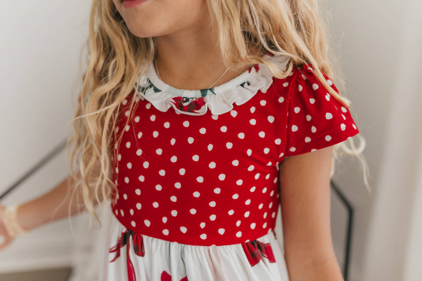 Kids Red Green Christmas Bow Holiday Ruffle Lounge Play Gown