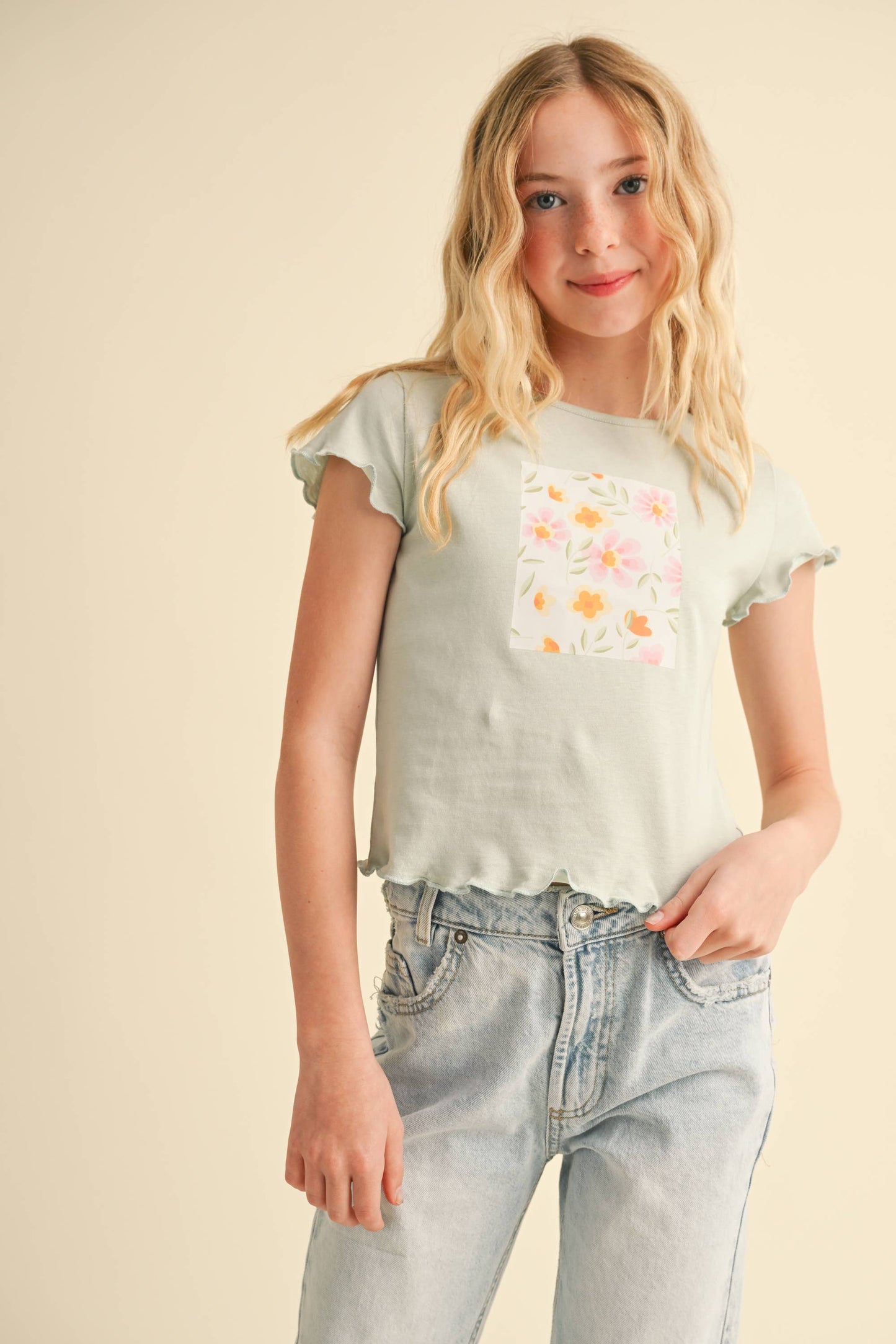 TWEEN GIRLS KIDS FITTED SCREEN TOP  (7-14)