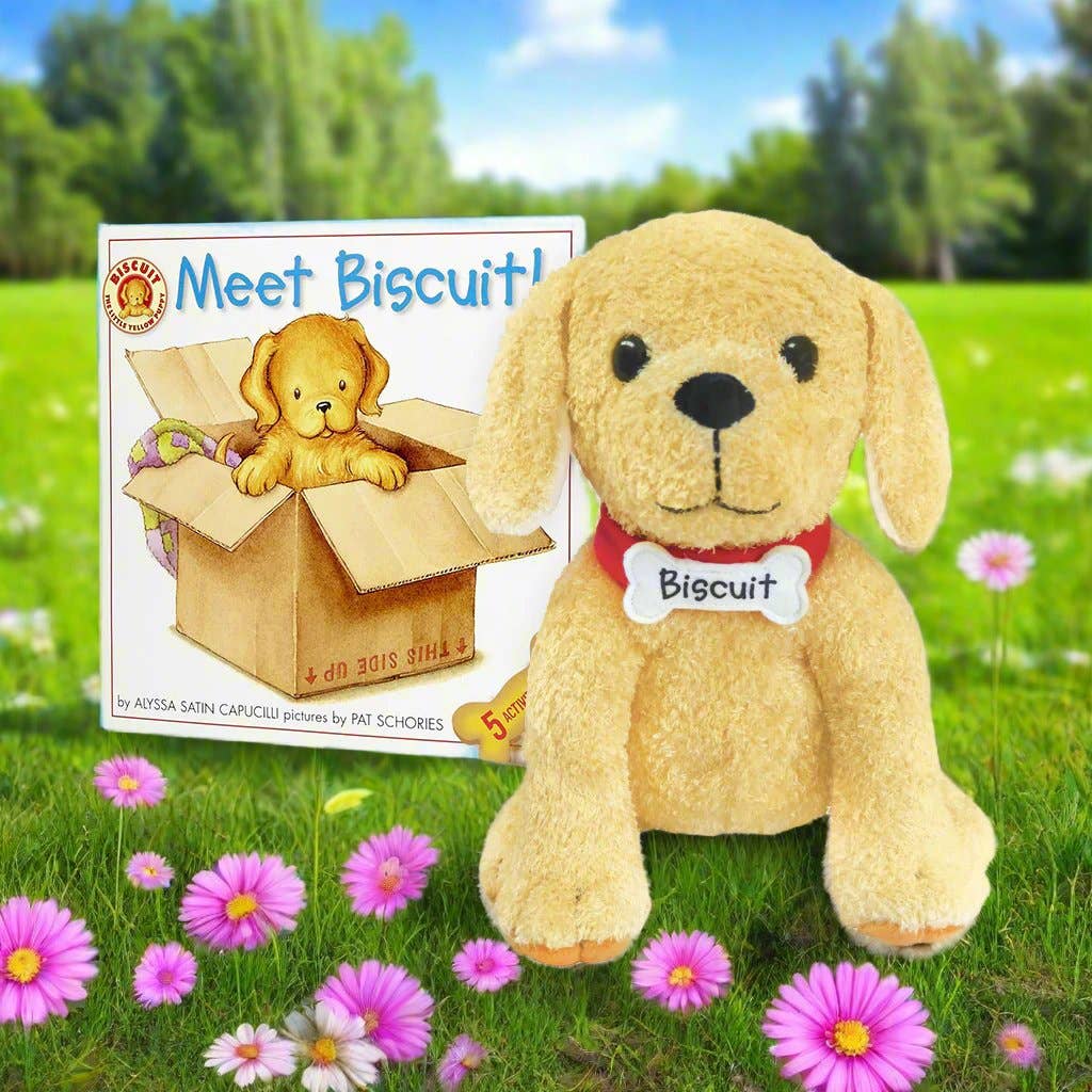 Biscuit Plush with paperback book