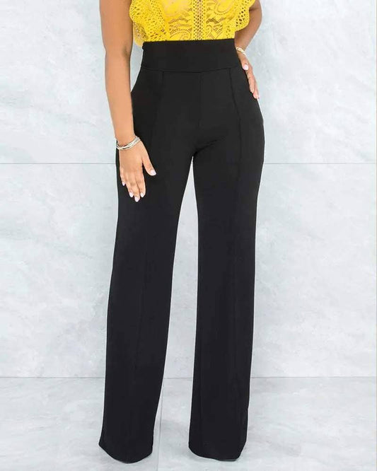 High waist straight leg pants
