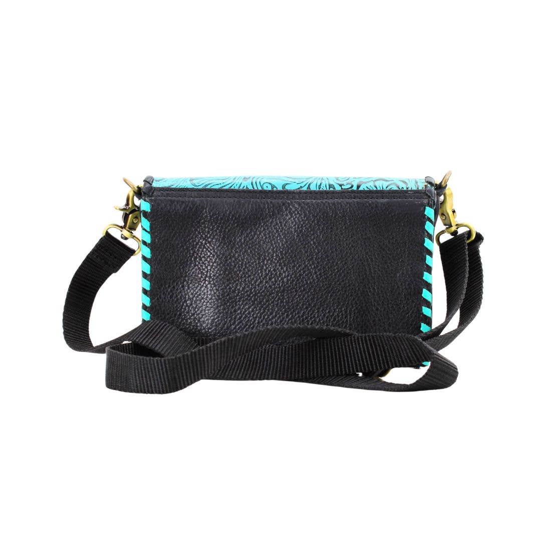 American Bison Tooled Turquoise Flap Over Clutch # AB 2409
