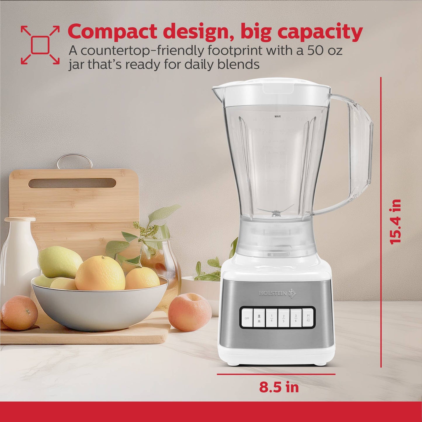 8-SPEED BLENDER WITH PLASTIC JAR WHITE - SINGLE UNITS
