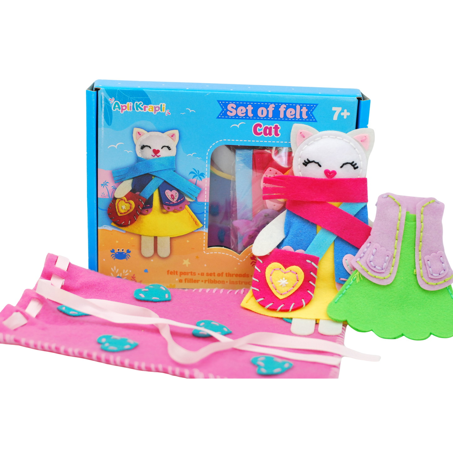 APLI Krapli — Felt Toy: toy Cat — Ages 6+