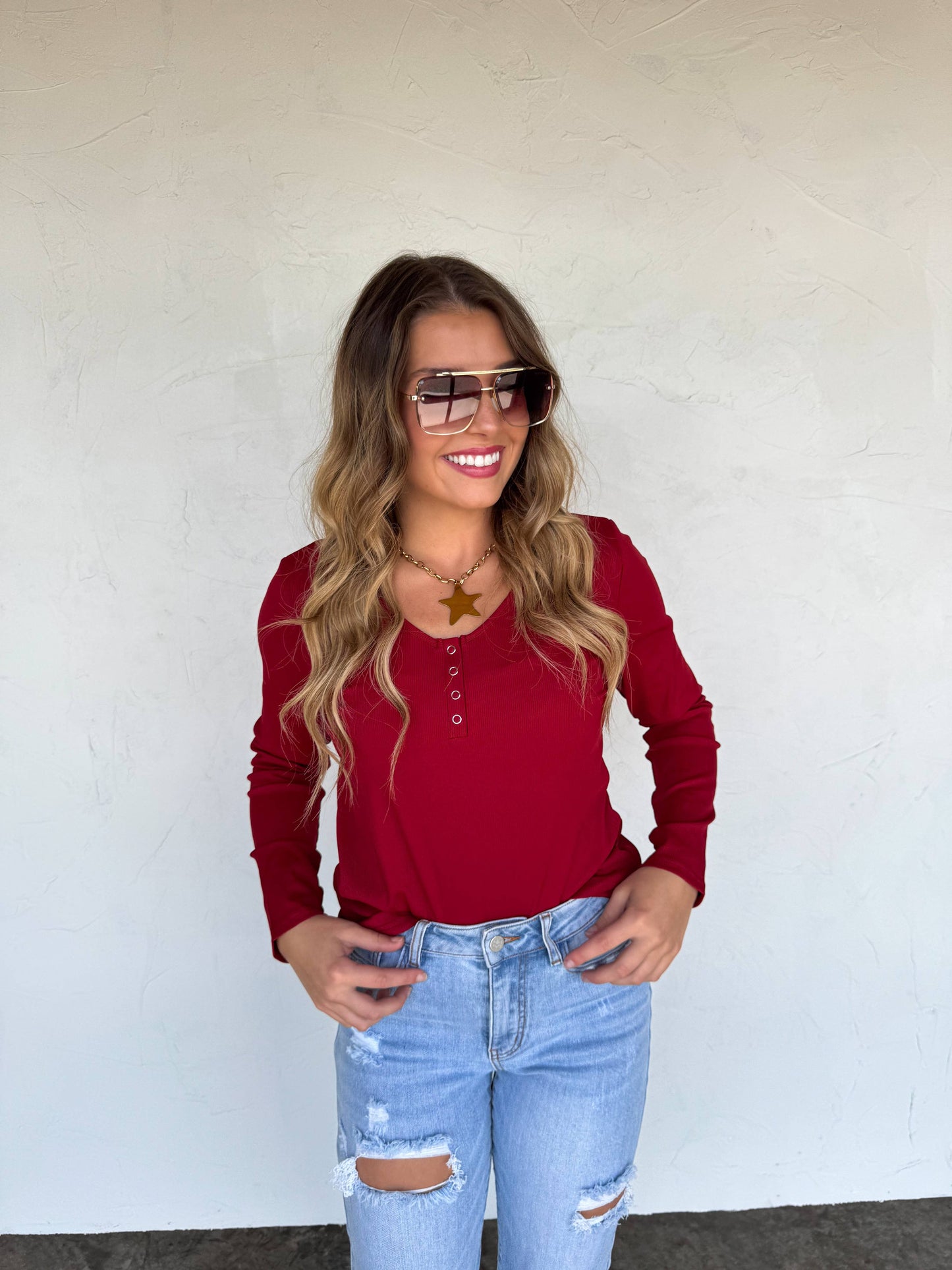FALL BROOKLYN SNAP HENLEY TOP