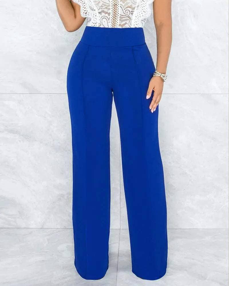 High waist straight leg pants