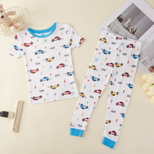 95% Viscose from Bamboo Racing Cars Kids Pajama Pants Set