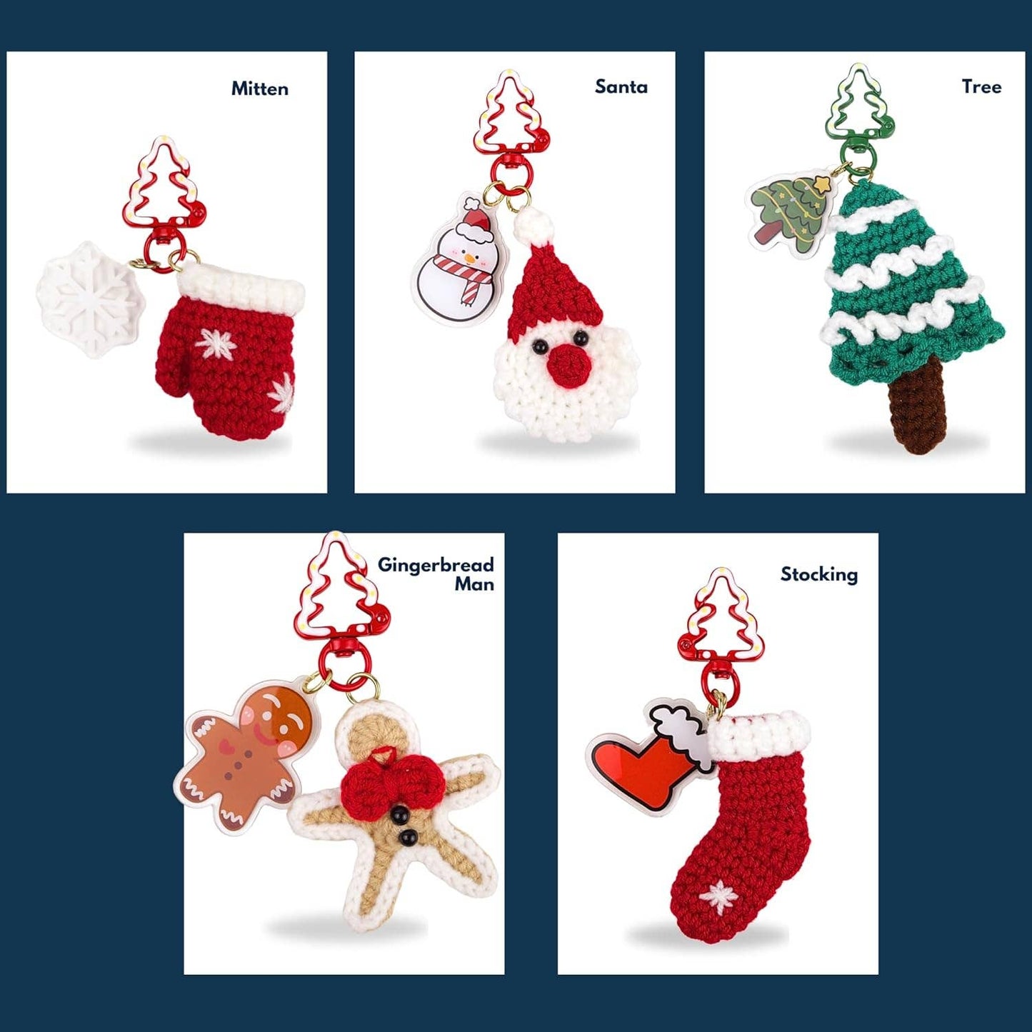 Christmas Keychain Crochet Kit, All Supplies Included