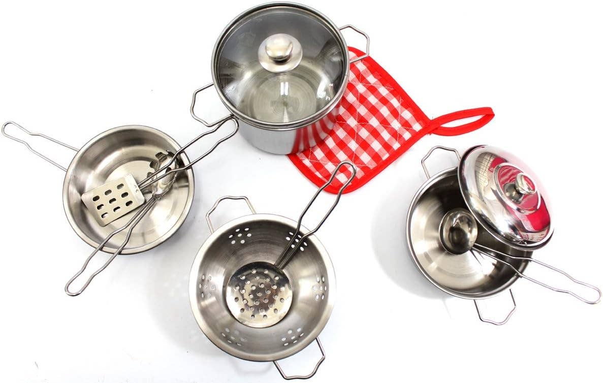 Metal Pots And Pans Kitchen Cookware Playset