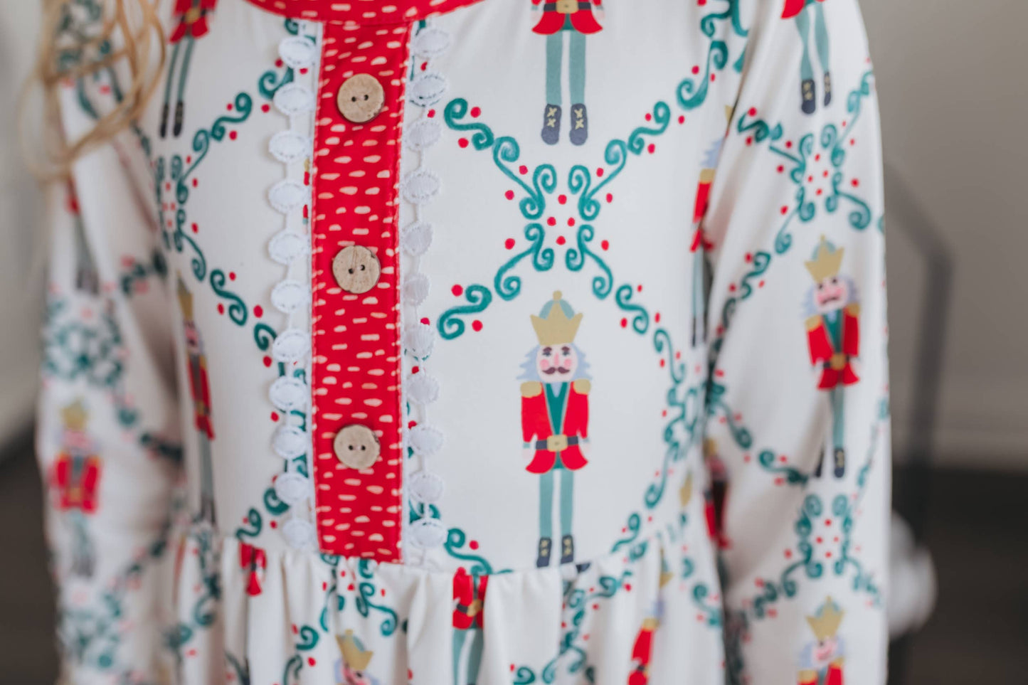 Kids Christmas Holiday Nutcracker Pocket Tie Ruffle Dress