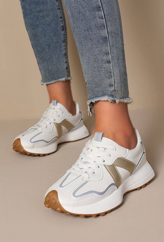 WOMENS LACE UP CHUNKY SIDE DETAIL DESIGNER SNEAKERS