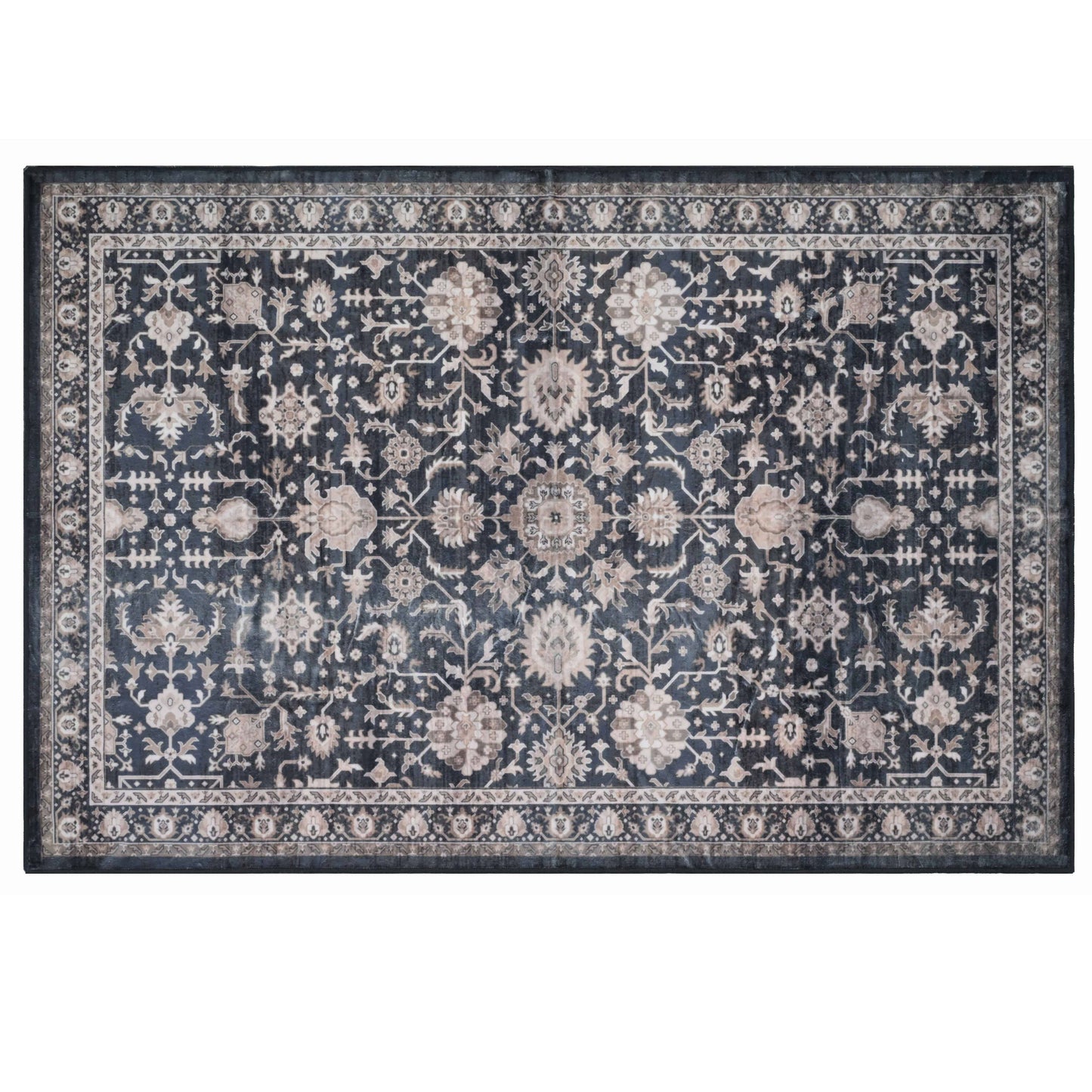 Bibb Home Washable Flannel Printed Accent Rug with Latex Bac