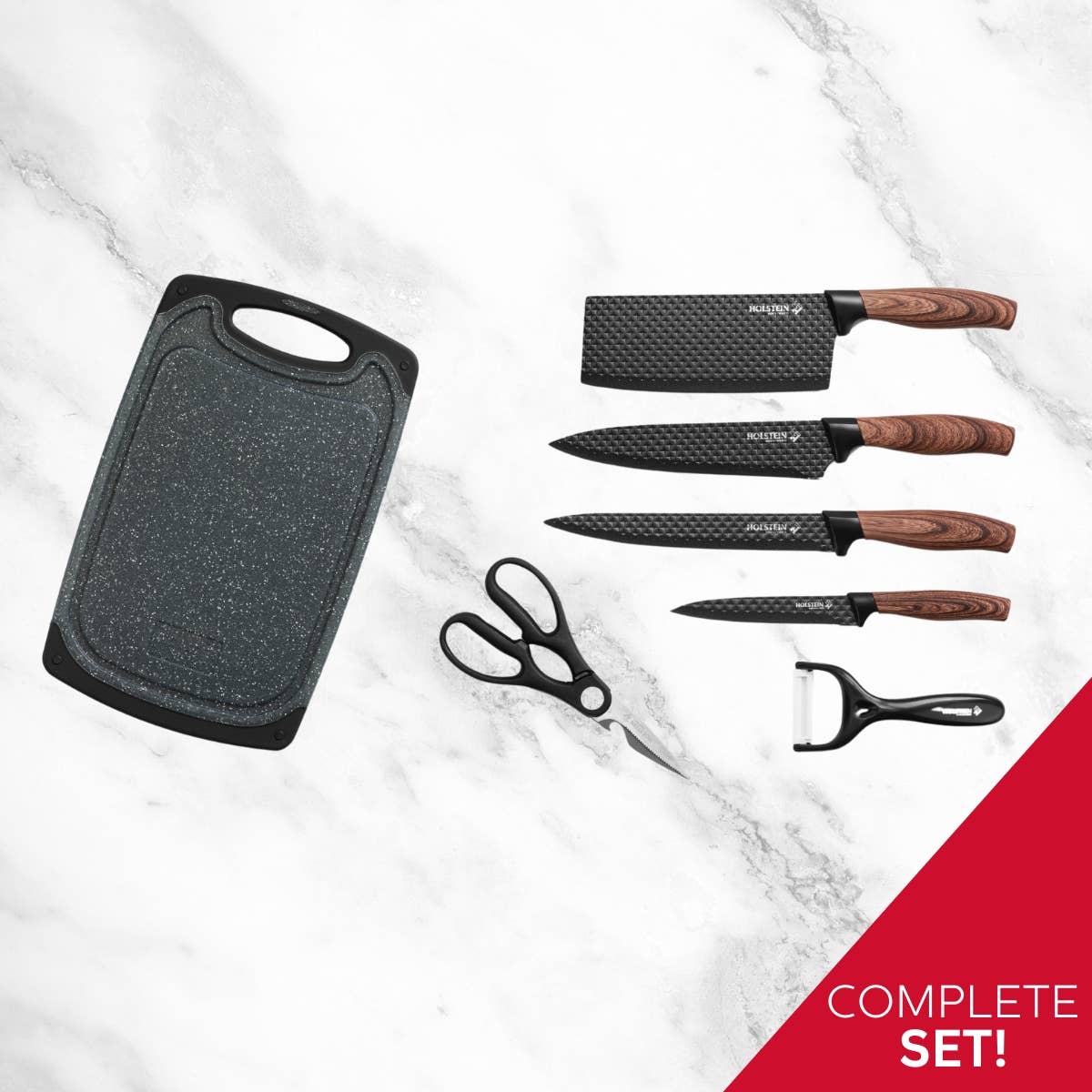 7 PIECE CUTTING BOARD & KNIFE SET