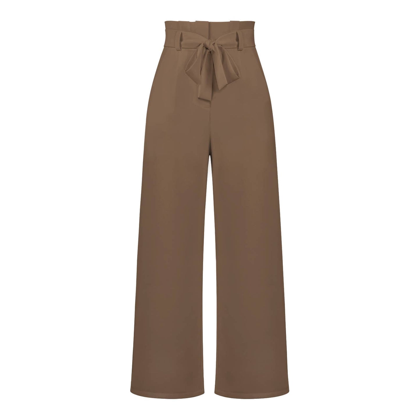 WOMEN TIED WAIST WIDE LEG OFFICE WORK PANTS