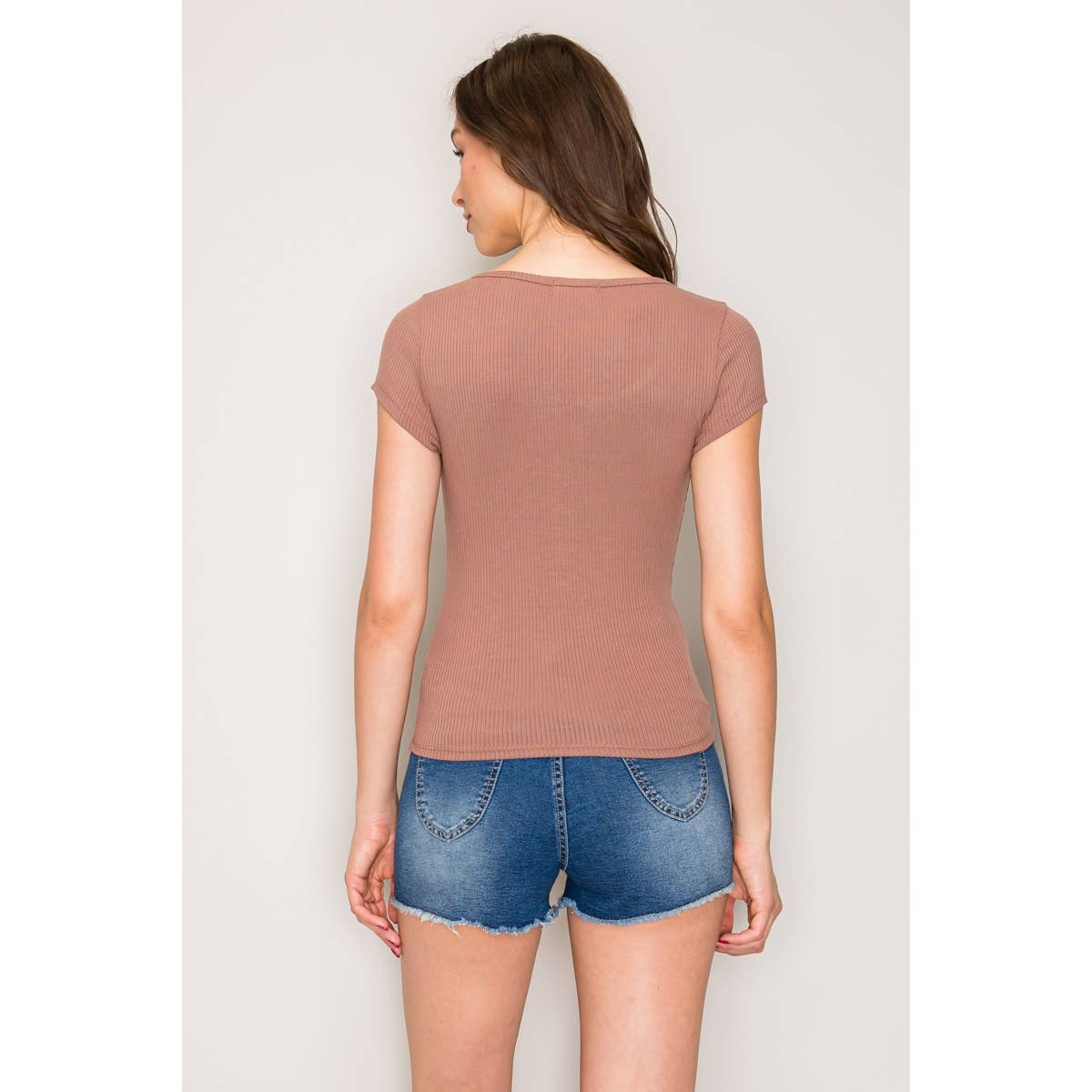 Cap Sleeve Top with Henley Placket