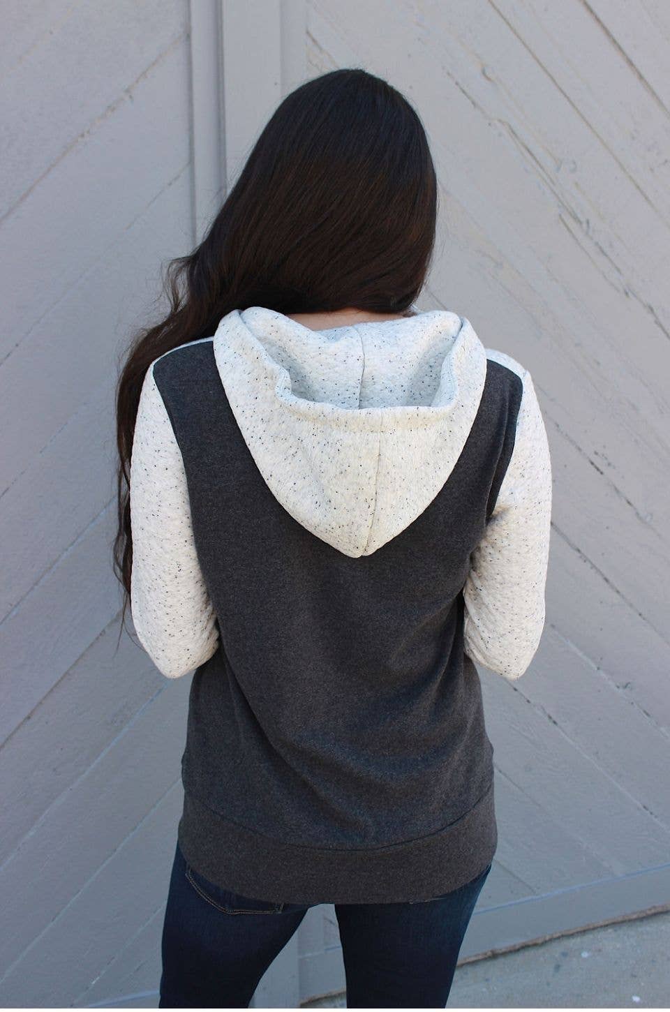 Nursing Hoodie - Quarter Zip - Hidden Zipper - Oatmeal Waffle