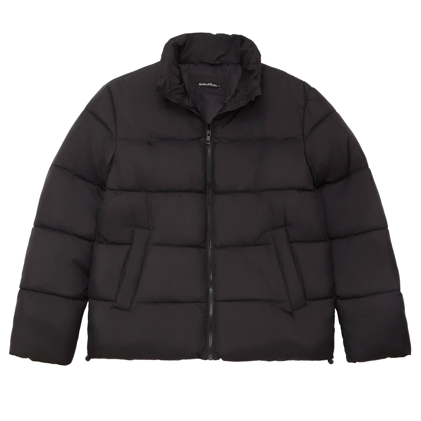 Men's Solid Puffer Coat Stand Up Collar Jacket
