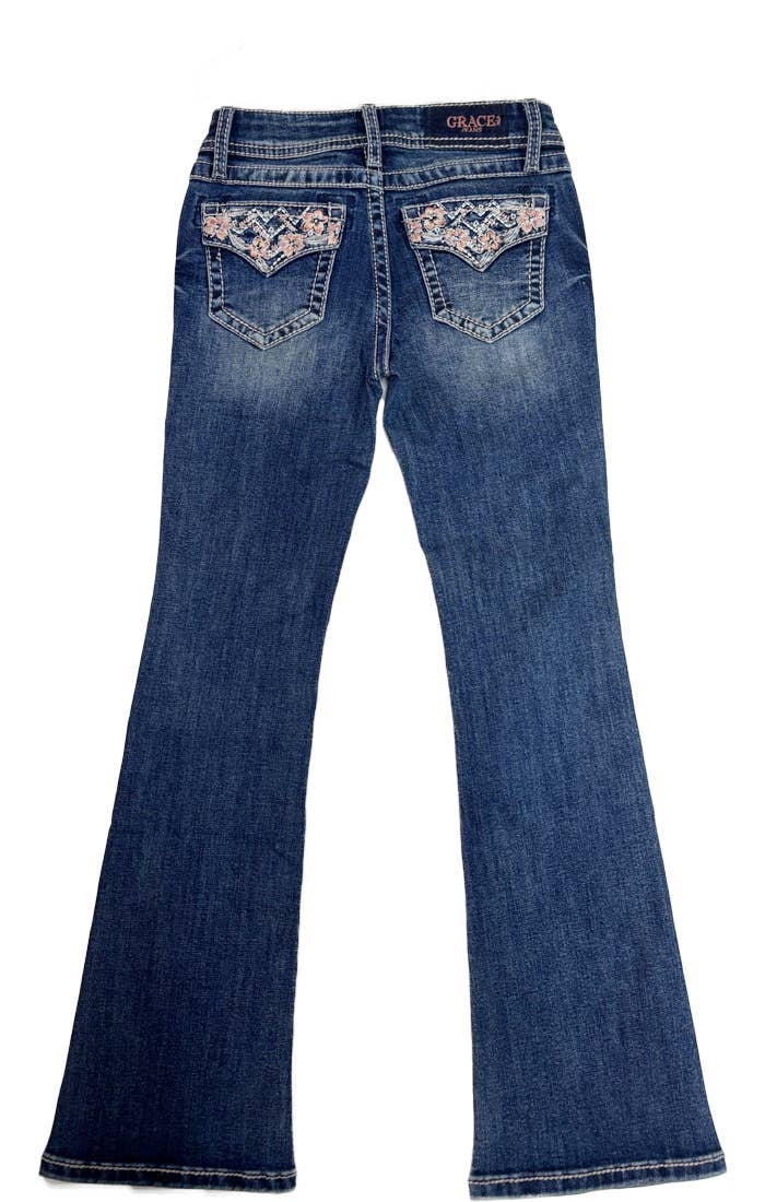 Floral Colorful Embroidery Faux Flap Girl Boot Cut | GB61899