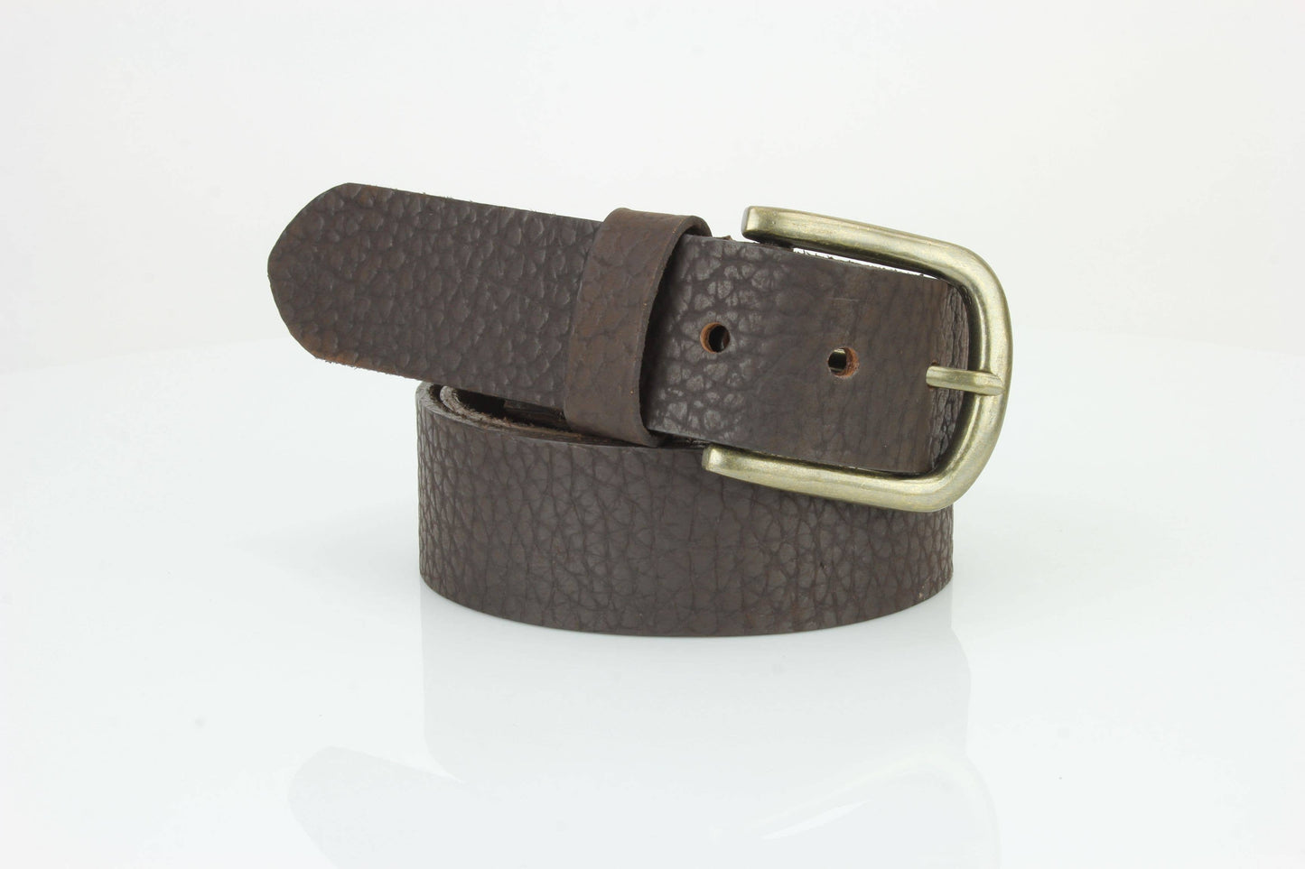 Distressed Grain Leather Belt with Embossed Patch ABB 023