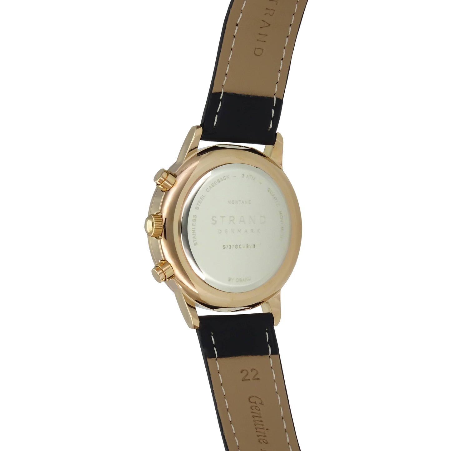 Men's rose gold tone chronograph watch & leather strap