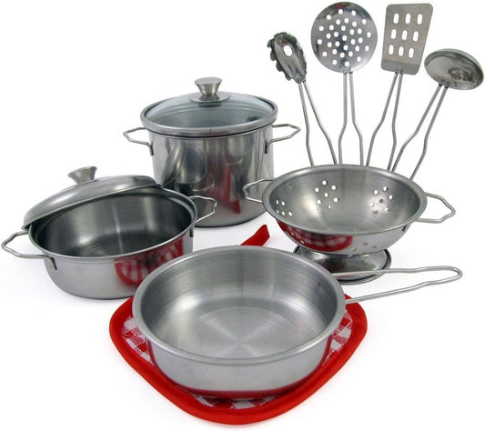Metal Pots And Pans Kitchen Cookware Playset