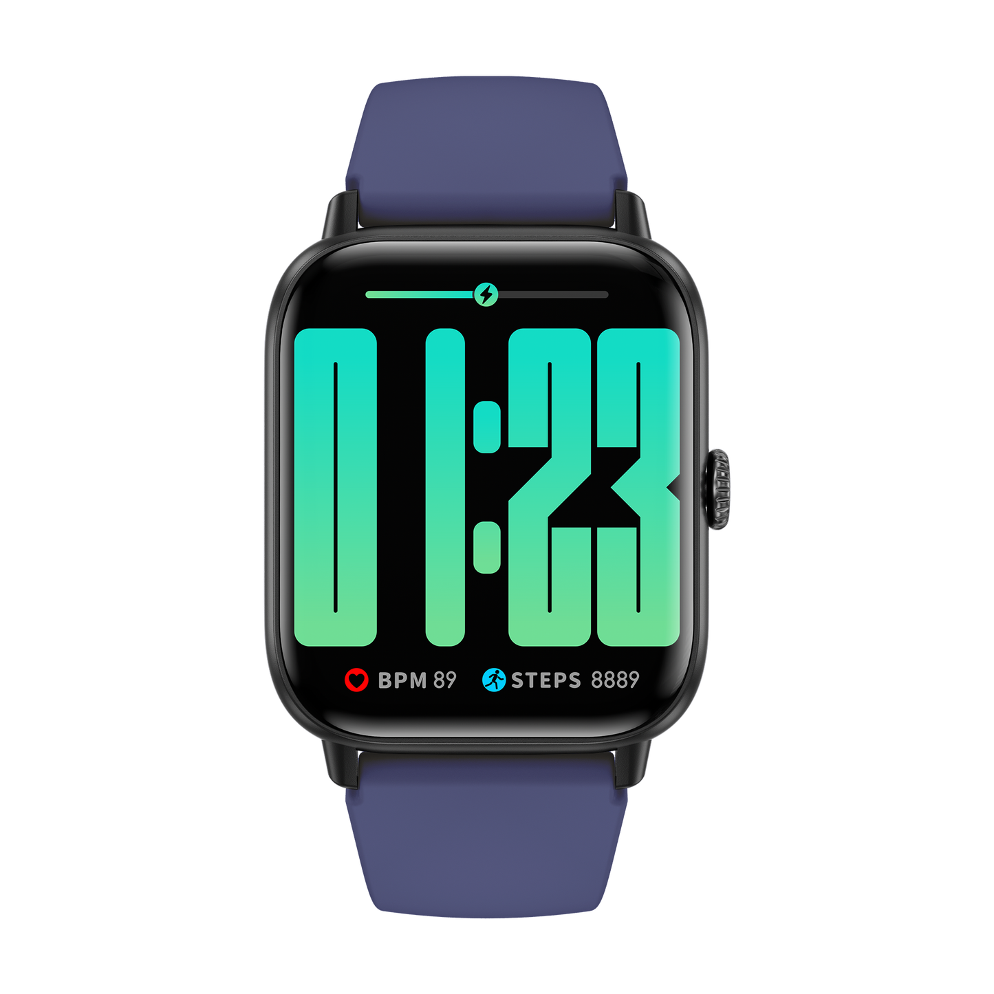 Smart Rectangle blue silicon watch works w/Android & Apple
