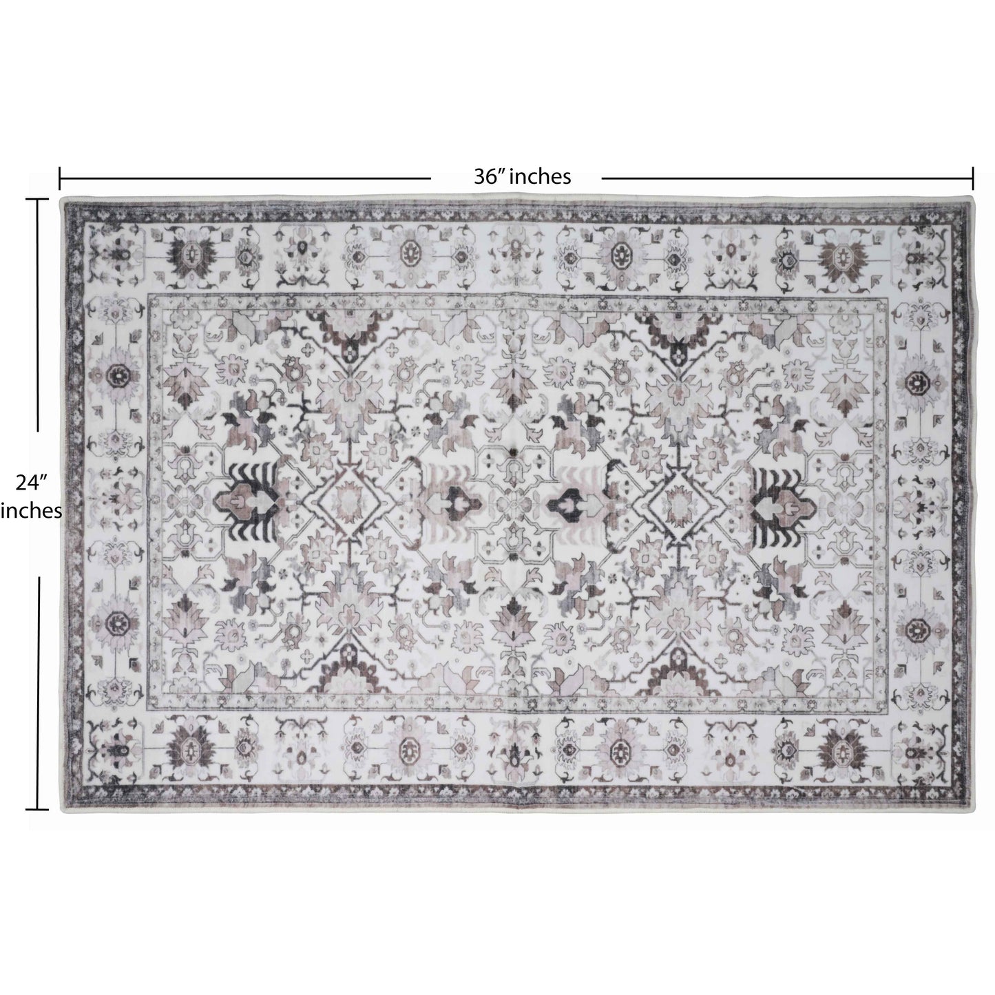 Bibb Home Washable Flannel Printed Accent Rug with Latex Bac