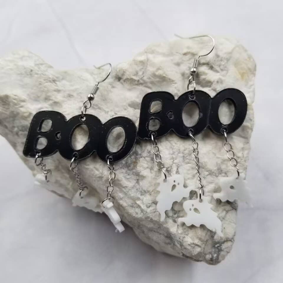 Boo Ghost Chain Dangle Earrings