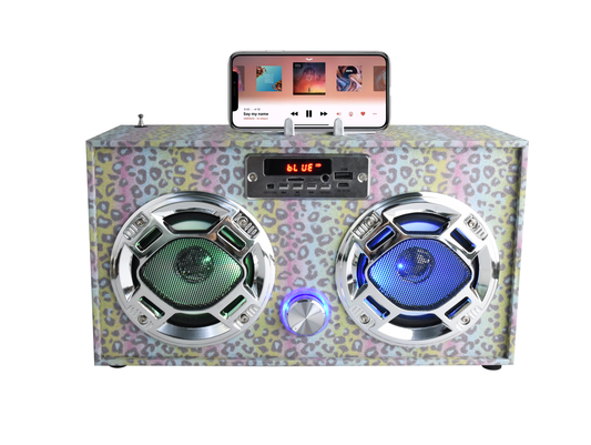 Glitter Leopard Wireless Boombox with FM Radio