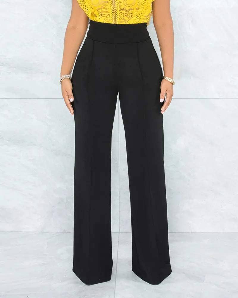 High waist straight leg pants