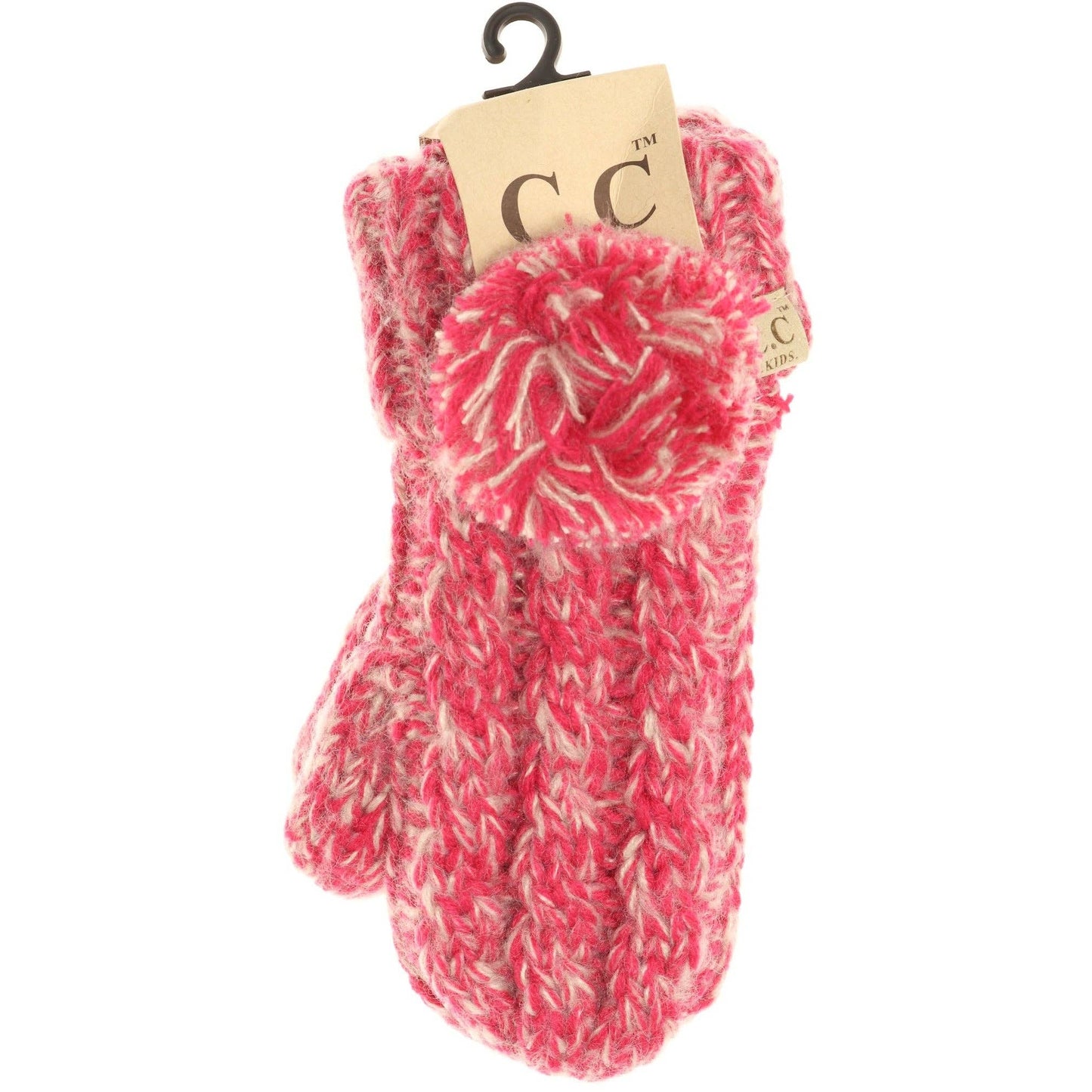 Kids CC Multi-Tone Double Pom Fuzzy Lined Mittens