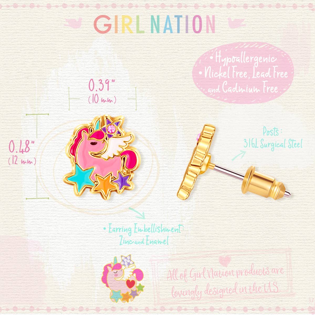 Wish Upon a Unicorn Cutie Stud Earrings