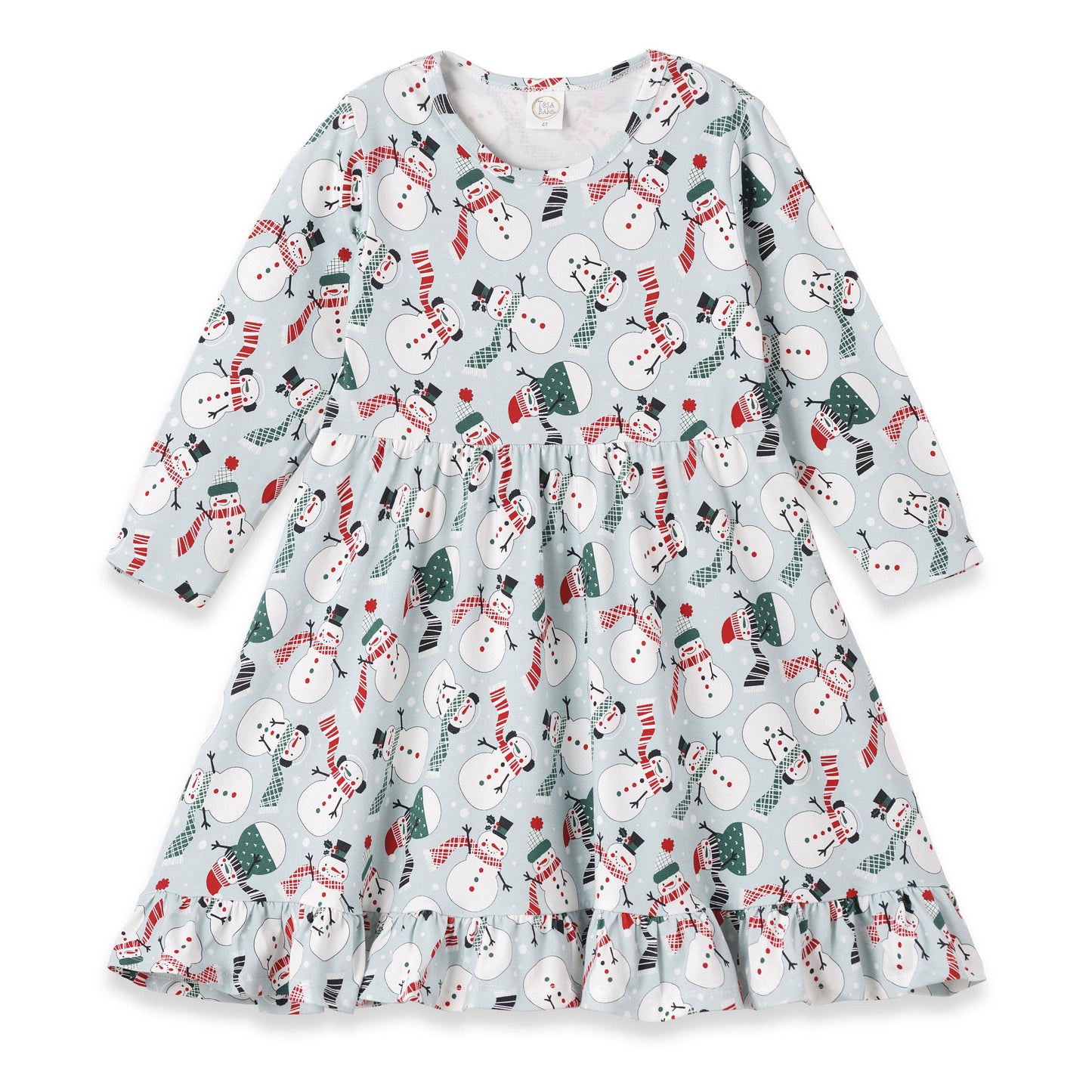 Girl's Christmas Snowmen Bamboo Twirl Dress